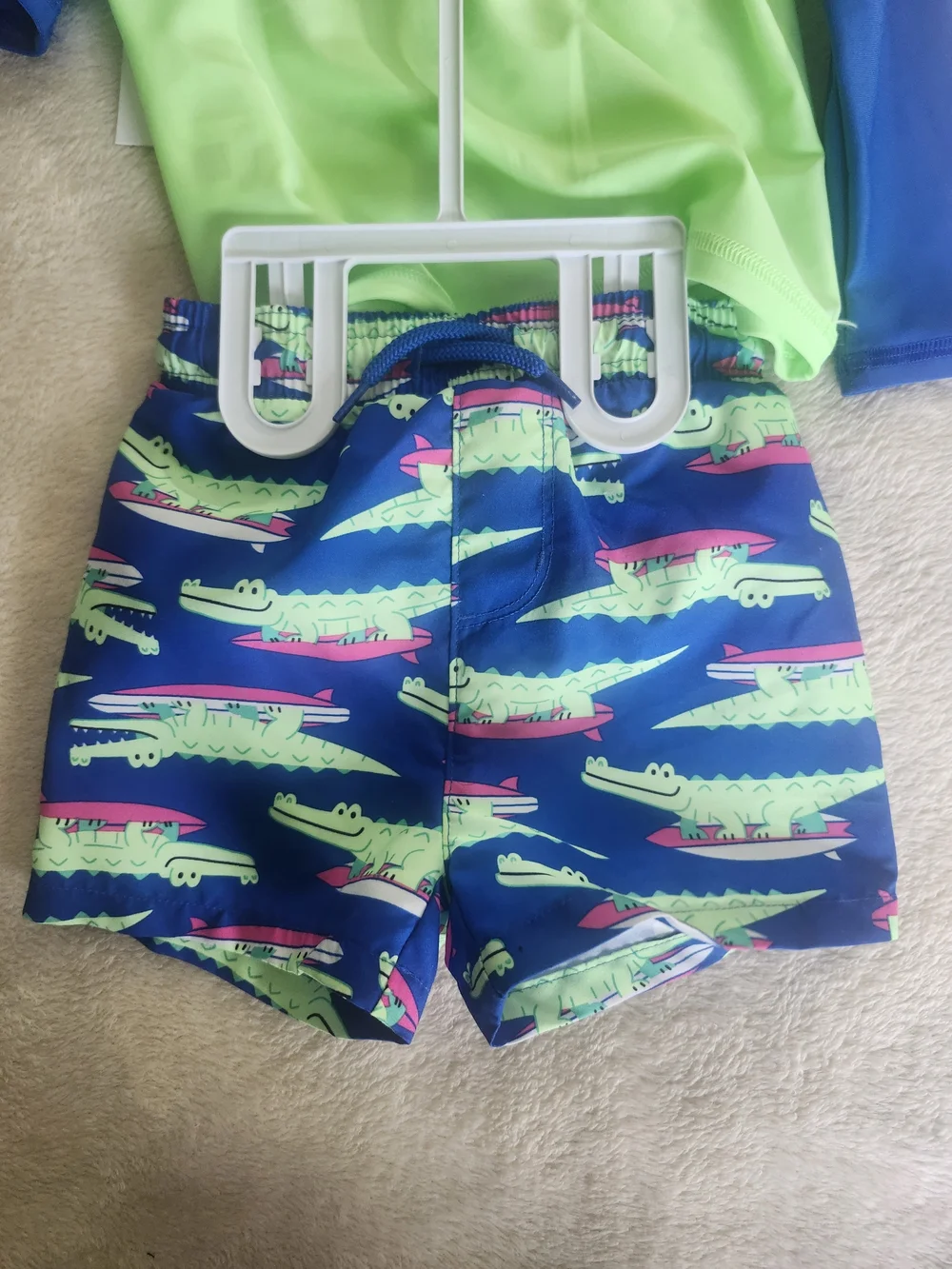 jumping beans Neon Green & Blue Alligator Rashguard Swim Set